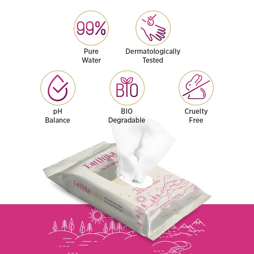 Earthika Thick & Soft Eco-Friendly Facial Wet Wipes (25 Wipes)