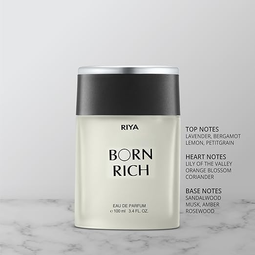 Riya Born Rich Perfume For Men - 100 Ml | Eau De Parfum With Long Lasting Fragrance | Citrus Woody Scent | Luxurious Vogue Scent | Fragrance Spray