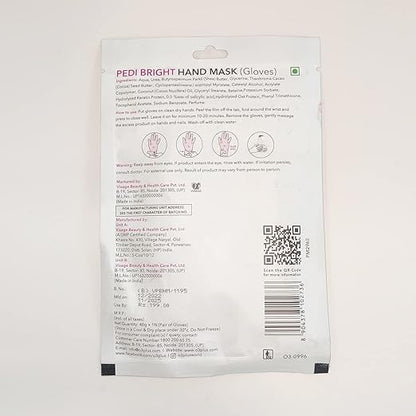 O3+ Pedi Bright Hand Gloves Cream Mask | Intensive Moisturising & Brightening Treatment for Soft, Nourished & Healthy-Looking Hands