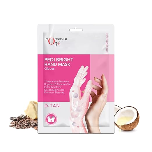 O3+ Pedi Bright Hand Gloves Cream Mask | Intensive Moisturising & Brightening Treatment for Soft, Nourished & Healthy-Looking Hands