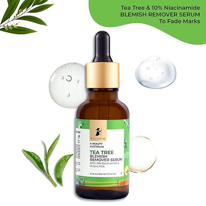 Pilgrim Tea Tree & 10% Niacinamide blemish-remover serum with Zinc PCA for acne prone skin  Acne scar reducing 10% Niacinamide serum for face