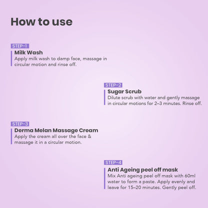 O3+ Anti Ageing Facial kit Brightening & Finelines Reducer With Peel off Mask 45gm