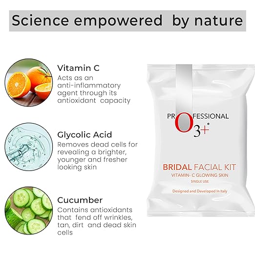 O3+ Bridal Facial Kit Vitamin C for Glowing Skin and Radiant Complexion Suitable for All Skin Types