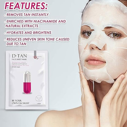 O3+ Facialist Dtan Face Sheet Mask With Niacinamide reduced dark spots, acne scars, and discoloration while giving ultimate brightening