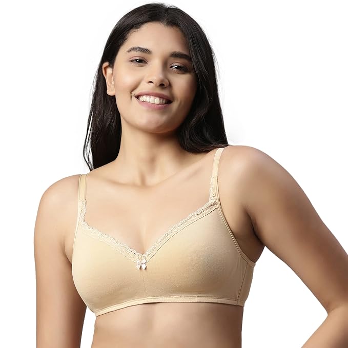 Enamor Smoothening Women's Cotton Everyday Balconette T-Shirt Bra - All Day Comfort, Full Support, Padded, Wirefree, Medium-Coverage - A017