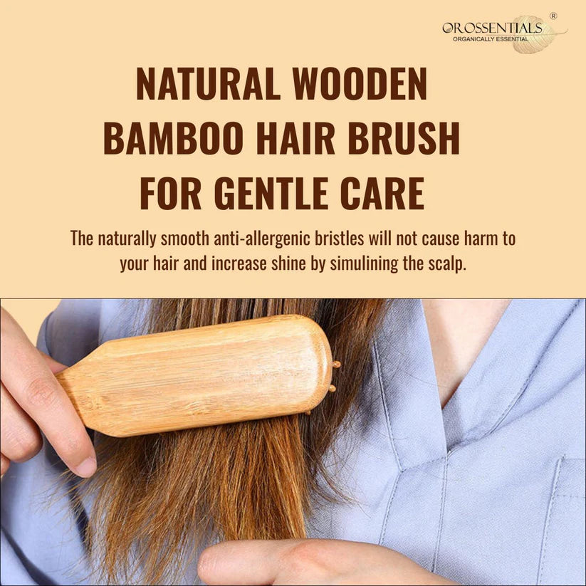 OROSSENTIALS Bamboo Bristle Wooden Long Handle Hair Brush For Women (ORO-048)