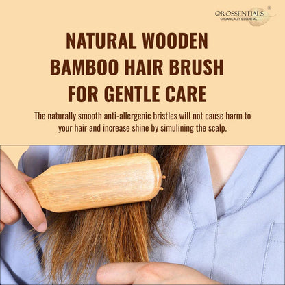 OROSSENTIALS Bamboo Bristle Wooden Long Handle Hair Brush For Women (ORO-048)