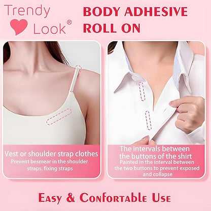 KeepStyle Anti-Slip Roll-On Body Glue | Skin Adhesive for Clothing, Dresses, Bra, & Anti-Exposure Fix | Non-Slip, Gentle & Invisible Hold