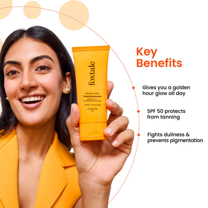 Foxtale SPF 50 Glow Sunscreen Bright and protected skin with Vitamin C + Niacinamide | 50ml