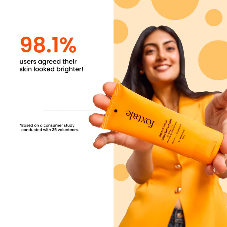 Foxtale SPF 50 Glow Sunscreen Bright and protected skin with Vitamin C + Niacinamide | 50ml