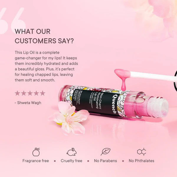 Quench Illuminating Lip Oil with Cherry Blossom Radiance - 5 ML