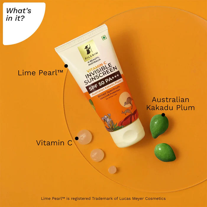 Pilgrim VITAMIN C Invisible Sunscreen SPF 50 PA+++ Australian Kakadu Plum