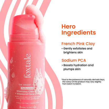 Foxtale Purify & Glow Cleanser + Mask Purifying cleanser doubles as an exfoliating glow facial | 100 ml