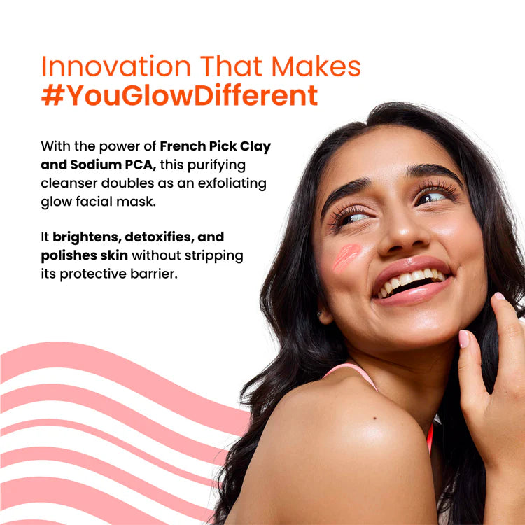 Foxtale Purify & Glow Cleanser + Mask Purifying cleanser doubles as an exfoliating glow facial | 100 ml