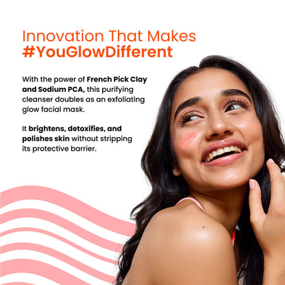 Foxtale Purify & Glow Cleanser + Mask Purifying cleanser doubles as an exfoliating glow facial | 100 ml