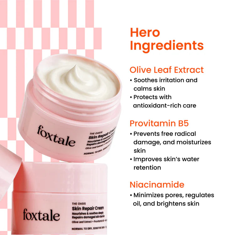 Foxtale Skin Repair Cream Nourishes deeply & repairs damaged skin barrier | 50 g