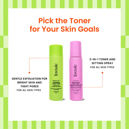 Foxtale Exfoliating Facial Toner 5% Lactic Acid + Niacinamide for brighter skin & tighter pores | 150 ml