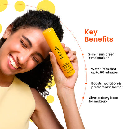 Foxtale SPF 70 Dewy Finish Sunscreen for Dry Skin Provides protection from UV rays and enhances overall complexion | 50ml