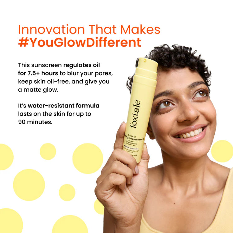 Foxtale SPF 70 Matte Finish Sunscreen for Oily Skin Provides UV protection and brightens skin | 50 ml