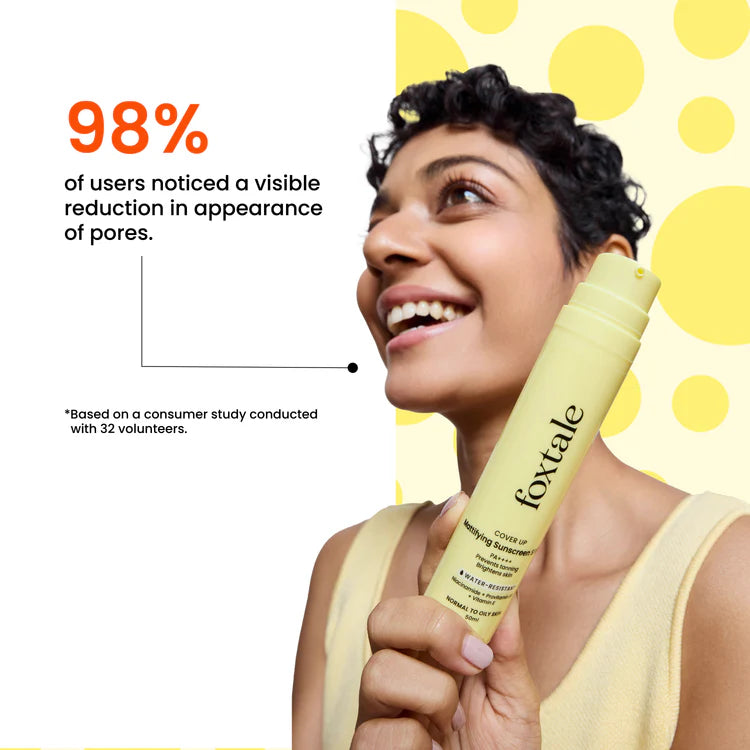 Foxtale SPF 70 Matte Finish Sunscreen for Oily Skin Provides UV protection and brightens skin | 50 ml