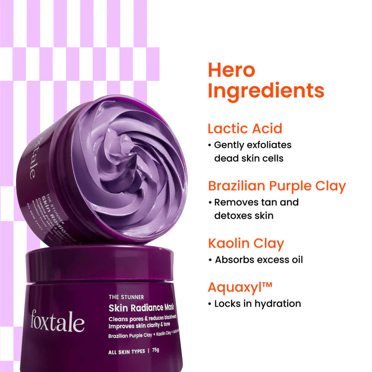 Foxtale Skin Radiance De-Tan Mask Removes tan + Removes blackheads + Brightens skin | 75 ml
