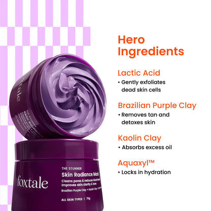 Foxtale Skin Radiance De-Tan Mask Removes tan + Removes blackheads + Brightens skin | 75 ml
