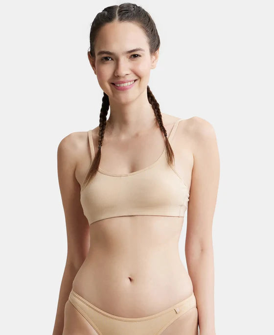 Jockey SS12 Women's Wirefree Non Padded Super Combed Cotton Elastane Stretch Full Coverage Beginners Bra with Adjustable Straps