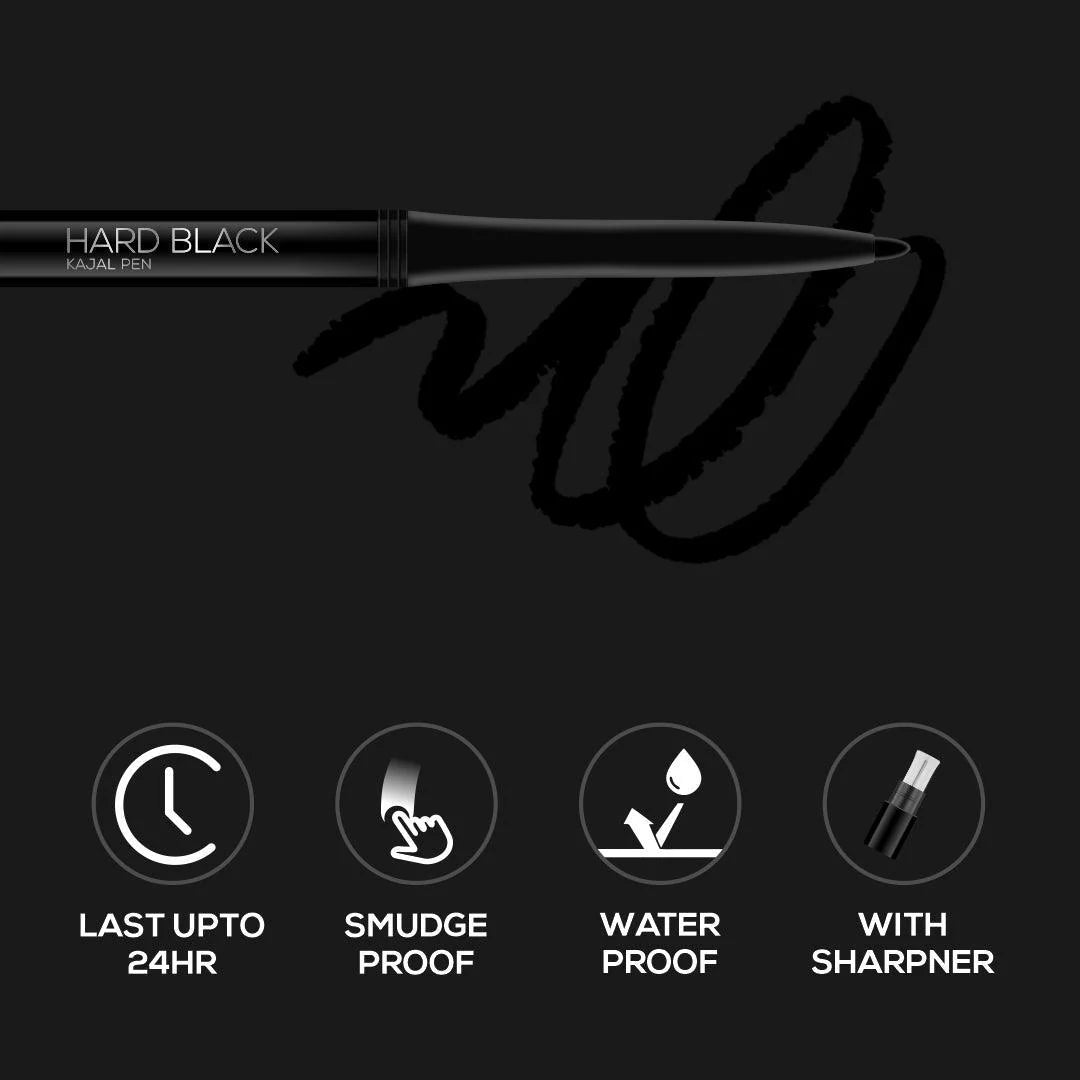 RENEE Hard Black Kajal Pen with Sharpener 0.35gm